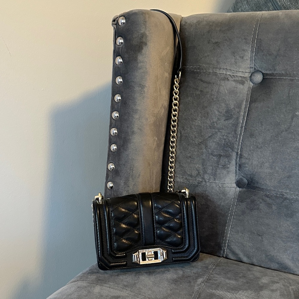 Rebecca Minkoff Black Quilted Crossbody with Chain Strap